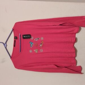 K.b. collections pink beads sparkly Christmas shirt size XL
